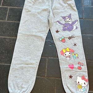 Sanrio Gray Sweatpants with Colorful Characters